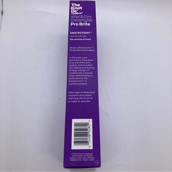 Conair The Knot Dr. Hair Detangler Pro Brite Hair Brush Wet & Dry Detangler - Picture 4 of 4